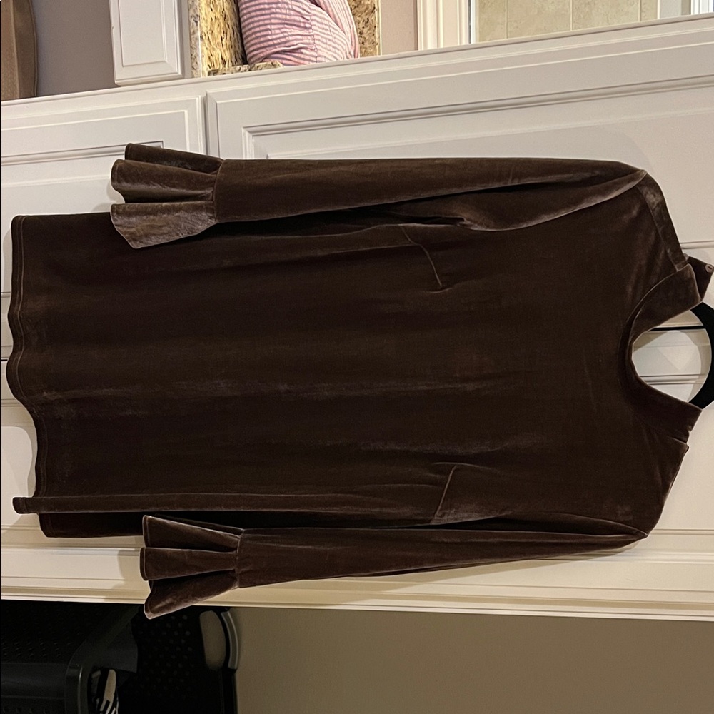 Women’s Velvet Long Sleeve Dress - Brown
